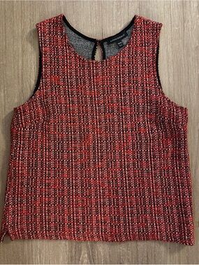 Banana Republic Red Tweed Boucle Sleeveless Shell Top - size M - NWOT